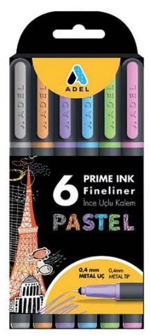 Adel Prime İnk Fineliner Keçe Uçlu Kalem 0.4Mm Pastel 6 Renk (2201000101) - 1