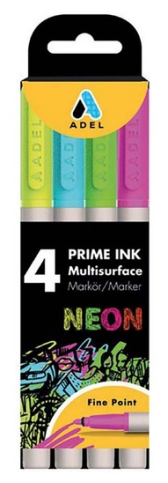 Adel Prime İnk Multisurface Permanent Markör Neon 4 Renk (2201000103) - 1