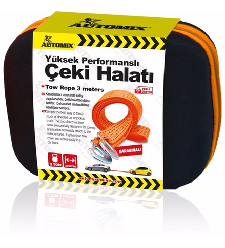 Automix 44289 Çeki Halatı Çantalı Siyah 3M - 1