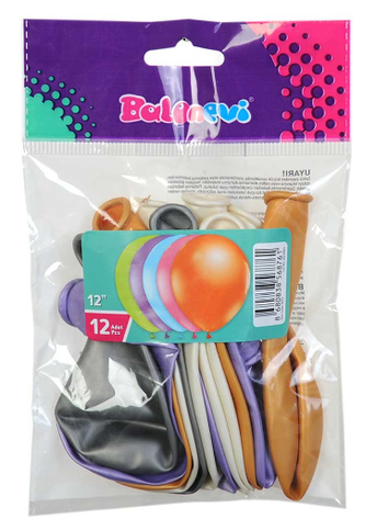 Balonevi Metalik Balon Karışık Renk 12Li (8761) - 1