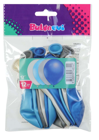 Balonevi Metalik Erkek Asorti Balon 12Li (8549) - 1