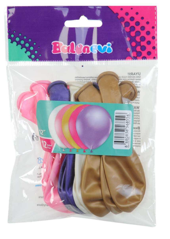 Balonevi Metalik Kız Asorti Balon 12Li (8556) - 1