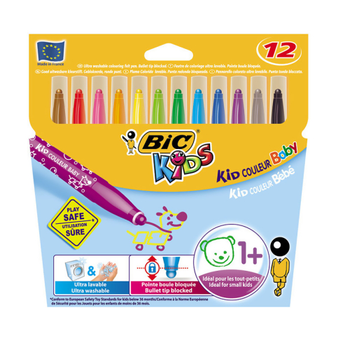 Bic Kids Couleur Baby Yıkanabilir Keçeli Kalem 12 Renk (902080)(9020802) - 1