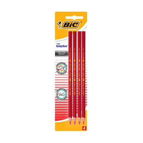 Bic Evolution Kopya Kalemi Kırmızı 4Lü Blister (921370)(958179) - 1