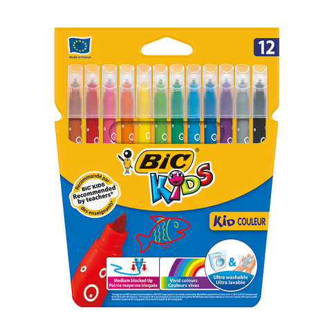 Bic Kids Couleur Yıkanabilir Keçeli Kalem 12 Renk Karton Kutu (9202932)(9202937) - 1