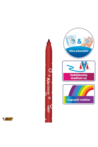 Bic Kids Couleur Yıkanabilir Keçeli Kalem 12 Renk Karton Kutu (9202932)(9202937) - 6