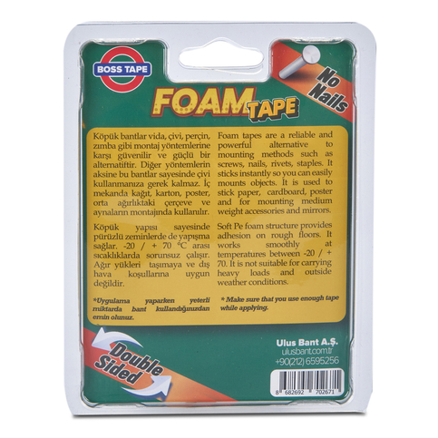 Boss Tape 2671 Çift Taraflı Köpük Bant 19Mmx2M (Orta Ağırlık 10Kg) - 3