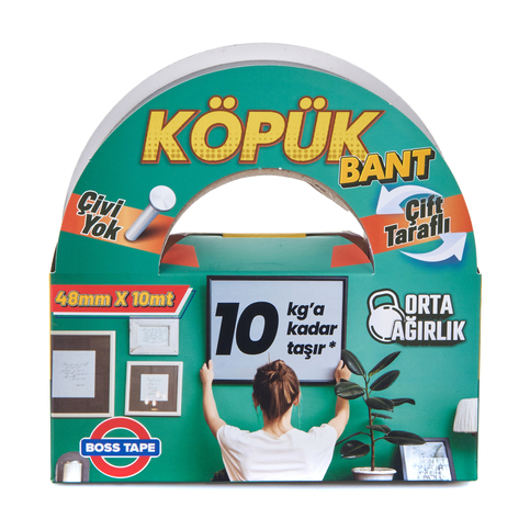 Boss Tape 2701 Çift Taraflı Köpük Bant 48Mmx10M (Orta Ağırlık 10Kg) - 1