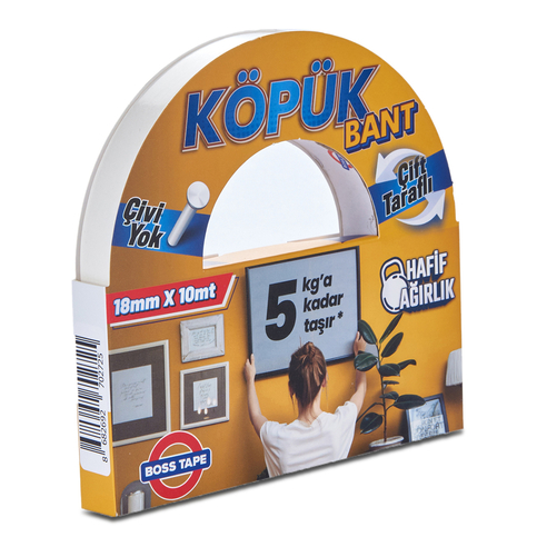 Boss Tape 2725 Çift Taraflı Köpük Bant 18Mmx10M (Hafif Ağırlık 5Kg) - 2