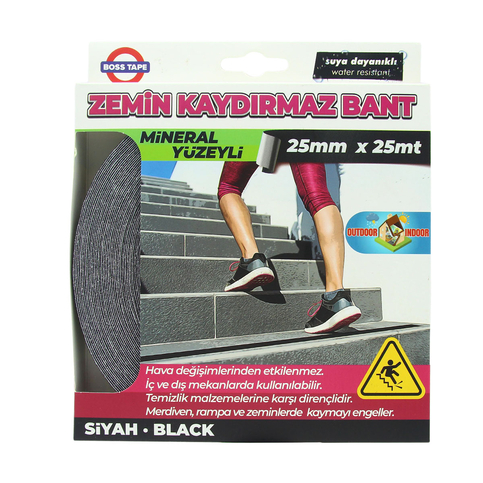 Boss Tape 2879 Zemin Merdiven Kaydırmaz Bant 25Mmx25M Siyah - 1