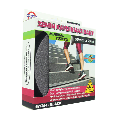 Boss Tape 2893 Zemin Merdiven Kaydırmaz Bant 50Mmx25M Siyah - 2