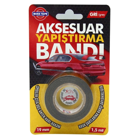 Boss Tape 3920 Çift Oto Aksesuar Yapıştırma Bandı 19Mmx1.5M Gri - 1