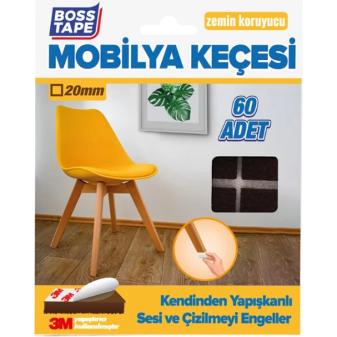 Boss Tape 5252 Zemin Koruyucu Mobilya Altı Keçesi Yuvarlak 20Mm 60Lı Kahve - 1