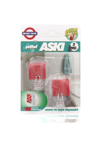 Boss Tape 5498 Plastik Küçük Askı Şeffaf 2Li Blister - 1