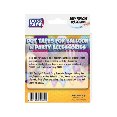 Boss Tape 6242 Yuvarlak Parti Süsü Ve Balon Yapıştırma Bandı 10Mm 100Lü - 2