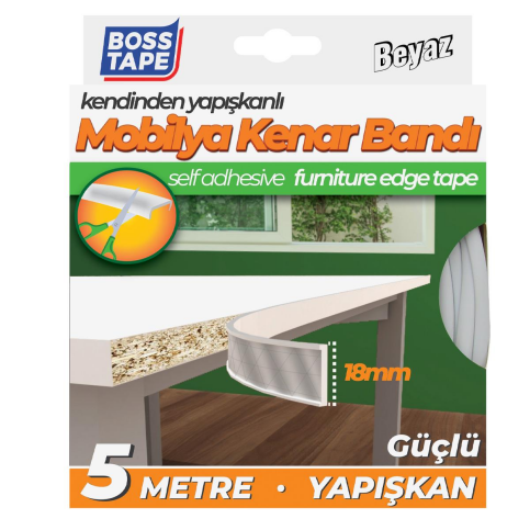 Boss Tape 6631 Mobilya Kenar Bandı 18Mmx5M Beyaz - 1