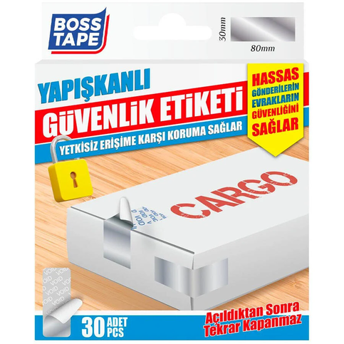 Boss Tape 6730 Void Dikdörtgen Güvenlik Etiketi 30X80Mm 30Lu - 1