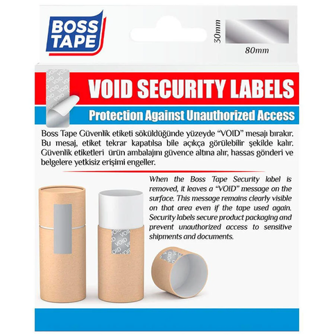 Boss Tape 6730 Void Dikdörtgen Güvenlik Etiketi 30X80Mm 30Lu - 3