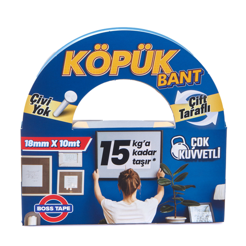 Boss Tape 2992 Çift Taraflı Köpük Bant 18Mmx10M (Çok Kuvvetli 15Kg) - 1