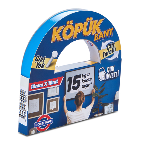 Boss Tape 2992 Çift Taraflı Köpük Bant 18Mmx10M (Çok Kuvvetli 15Kg) - 2