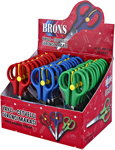 Brons Br-701 Yaylı Cetvelli Öğrenci Makası - 4