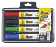 Brons Br-9501 Doldurulabilir Beyaz Tahta Kalemi 4Lü Set (Siyah Mavi Kırmızı Yeşil) - BRONS