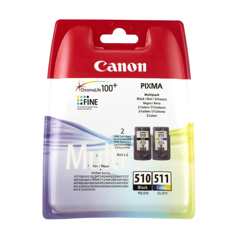 Canon Pg-510 Cl-511 Siyah-Renkli Kartuş 220+185 Sayfa (Mp240 Mp480 Ip2700 İp2702 Mp280) - 1