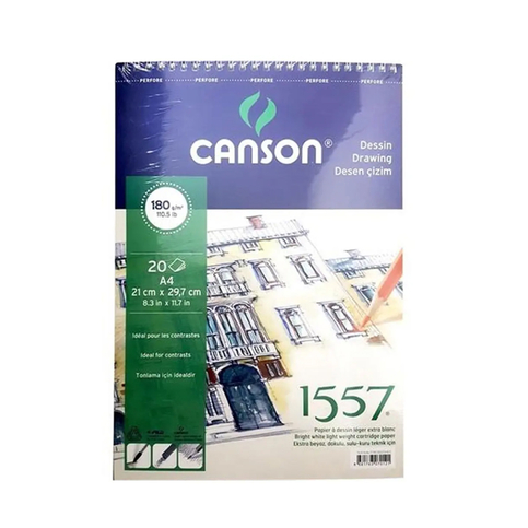 Canson 1557 Üstten Spiralli Çizim Bloğu A4 20 Yaprak 180Gr - 1