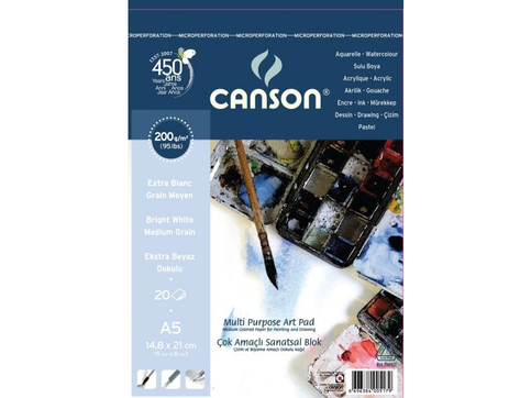 Canson 1557 Üstten Spiralli Çizim Bloğu A5 20 Yaprak 200Gr (Fcns20020A5Us) - 1