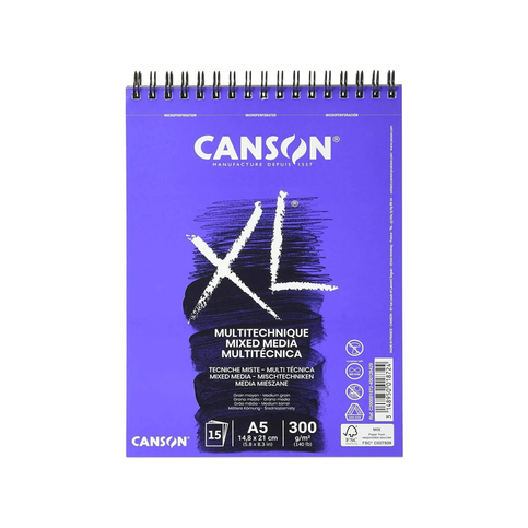 Canson Xl Mix Media Spiralli Çizim Bloğu A5 15 Yaprak 300Gr (200001872) - 1