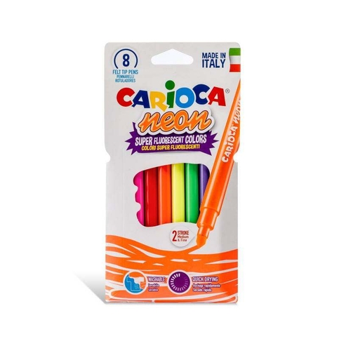 Carioca 42785 Neon Süper Yıkanabilir Keçeli Kalem 8 Renk - 1