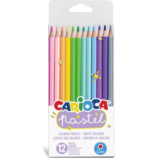 Carioca 43034 Pastel Renkler Kuru Boya Kalemi 12 Renk - 2