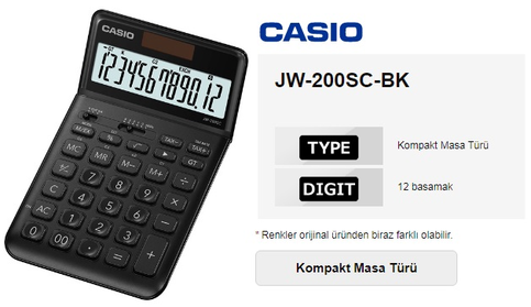 Casio Jw-200 Sc Masa Üstü Hesap Makinesi 12 Hane Siyah Orta Boy - 2