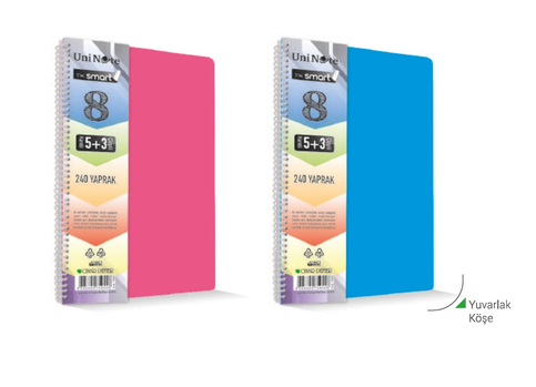 Çınar I'M Smart Spiralli Defter A4 8 Kareli+4 Çizgili Bölme 300 Yaprak (62066) - 1