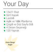 Çınar Uni-Note Your Day Lastikli Spiralli Sert Kapak Defter 17X24 Çizgili 120 Yaprak (55184) - 5