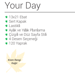 Çınar Uni-Note Your Day Lastikli Spiralli Sert Kapak Defter 17X24 Çizgili 120 Yaprak (55184) - 5