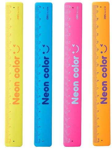 Deli 6206 Neon Color Silikon Cetvel 18Cm - 1