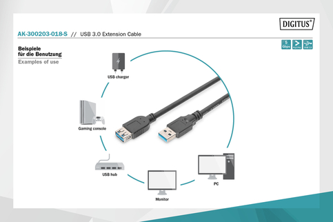 Digitus Ak-300203-018 Usb 3.0 Uzatma Kablosu 1.8M - 3