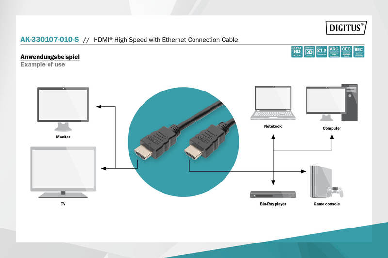 DİGİTUS AK-330107-010 HDMI KABLO 1m #3