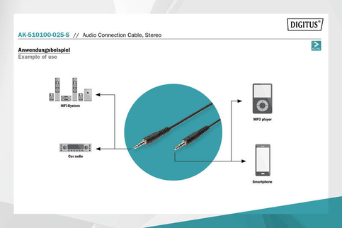 Digitus Ak-510100-025-S Stereo Ses Kablosu 2.5M (3.5Mme 3.5 Mme) - 2