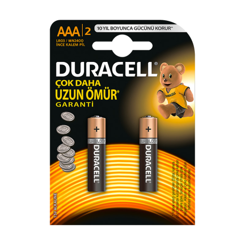 Duracell Alkalin Aaa İnce Kalem Pil 2Li Blister (3A2) - 1