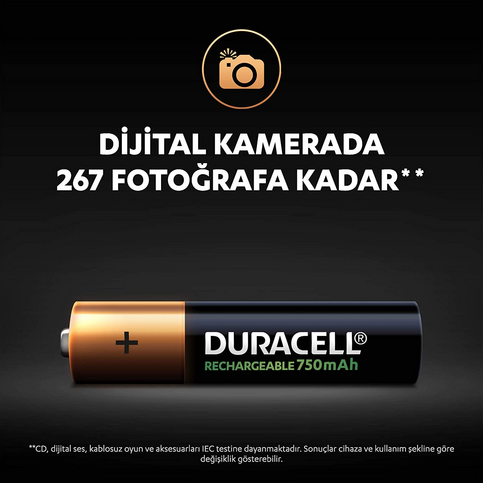 Duracell Şarjlı Aaa İnce Kalem Pil 750Mah 2Li Blister (Se3A2750) - 5