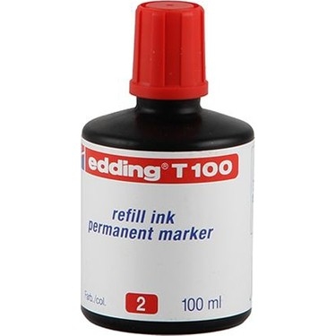 Edding T100 Permanent Markör Mürekkebi Kırmızı 100Ml - 1