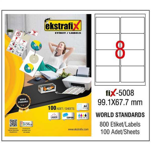 Ekstrafix 5008 Laser Etiket 99.1X67.7Mm8X100 800 Adet - 1