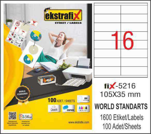 Ekstrafix 5216 Laser Etiket 105X35Mm 16X100 1600 Adet - 1