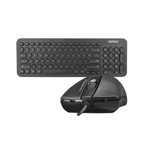 Everest Km-01K Lccom Klavye Mouse Set 3D Usb Siyah (Yuvarlak Tuşlu 3D Mouse Combo Lc Layout) - 1