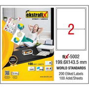 Ekstrafix 5002 Laser Etiket 199.6X143.5Mm2X100 200 Adet - EKSTRAFİX