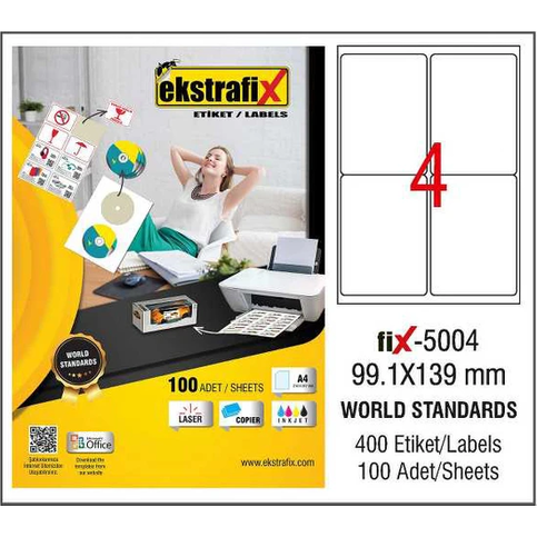 Ekstrafix 5004 Laser Etiket 99.1X139Mm 10X100 1000 Adet - 1