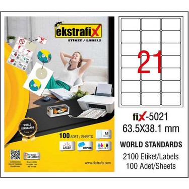 Ekstrafix 5021 Laser Etiket 63X38Mm 21X100 2100 Adet - 1