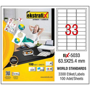 Ekstrafix 5033 Laser Etiket 63.5X254Mm 33X100 3300 Adet - 1